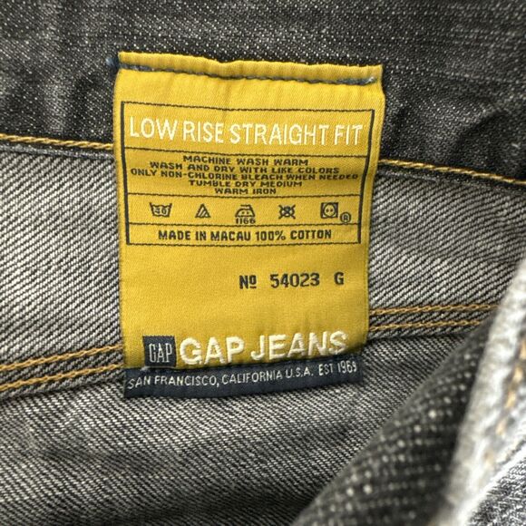 Gap Jeans 1969 Mens 33x30 Gray Low Straight American Grunge Goth Emo Dark Denim - Picture 10 of 11